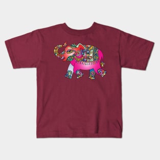 colorful ethnic elephant design Kids T-Shirt